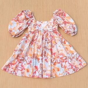 Abercrombie & Fitch Dress Mini Floral Cottage Boho Puff Sleeve Women Medium Tall